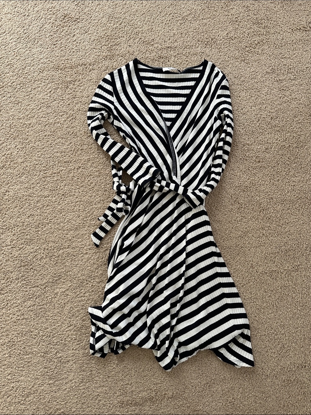 Bailey 44 Black & White Striped Wrap Dress - Picture 5 of 9